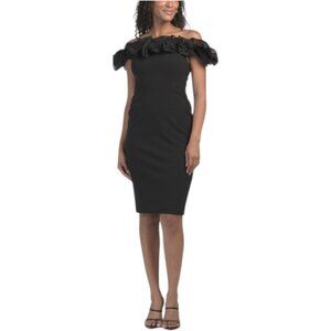 AIDAN MATTOX Off The Shoulder Ruffle Mini Cocktail Dress